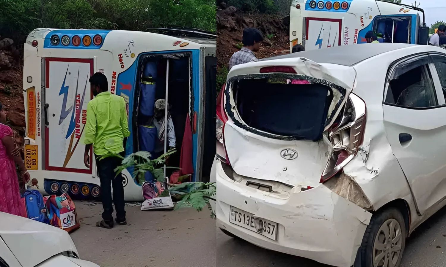 Mini Bus Overturns